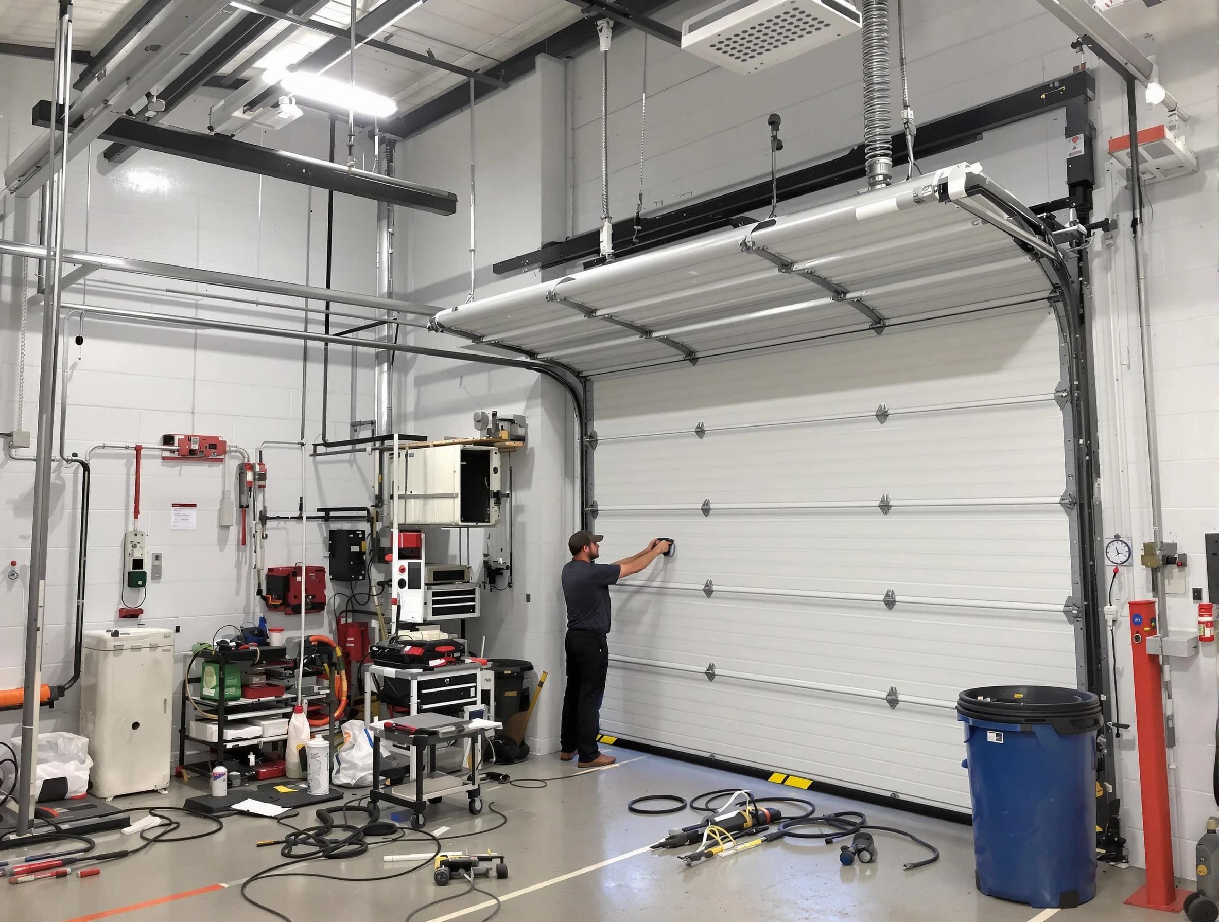 Oakmont Garage Door Repair certified technician performing commercial door repair at a Oakmont business facility