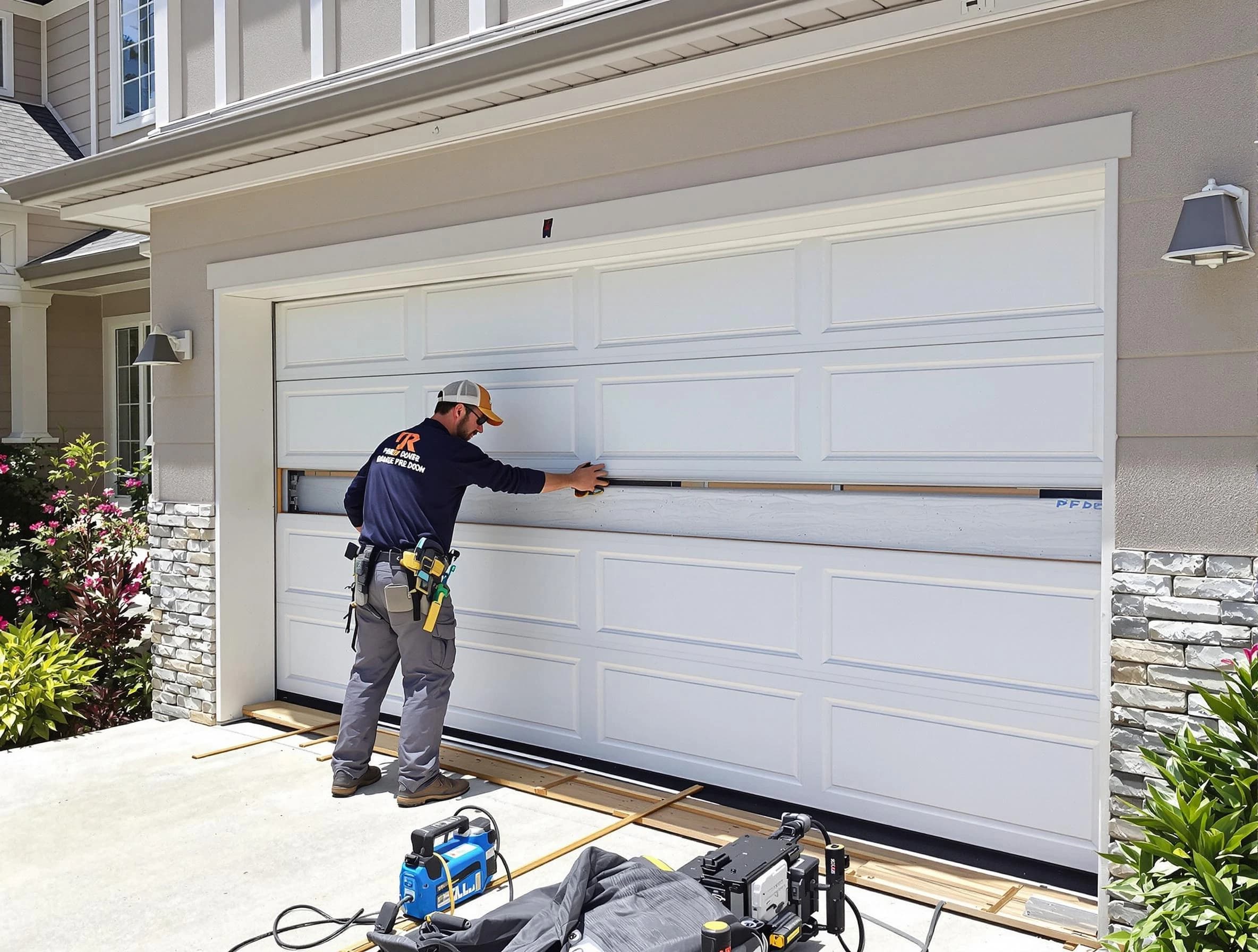 Oakmont Garage Door Repair team performing complete garage door replacement at Oakmont residence
