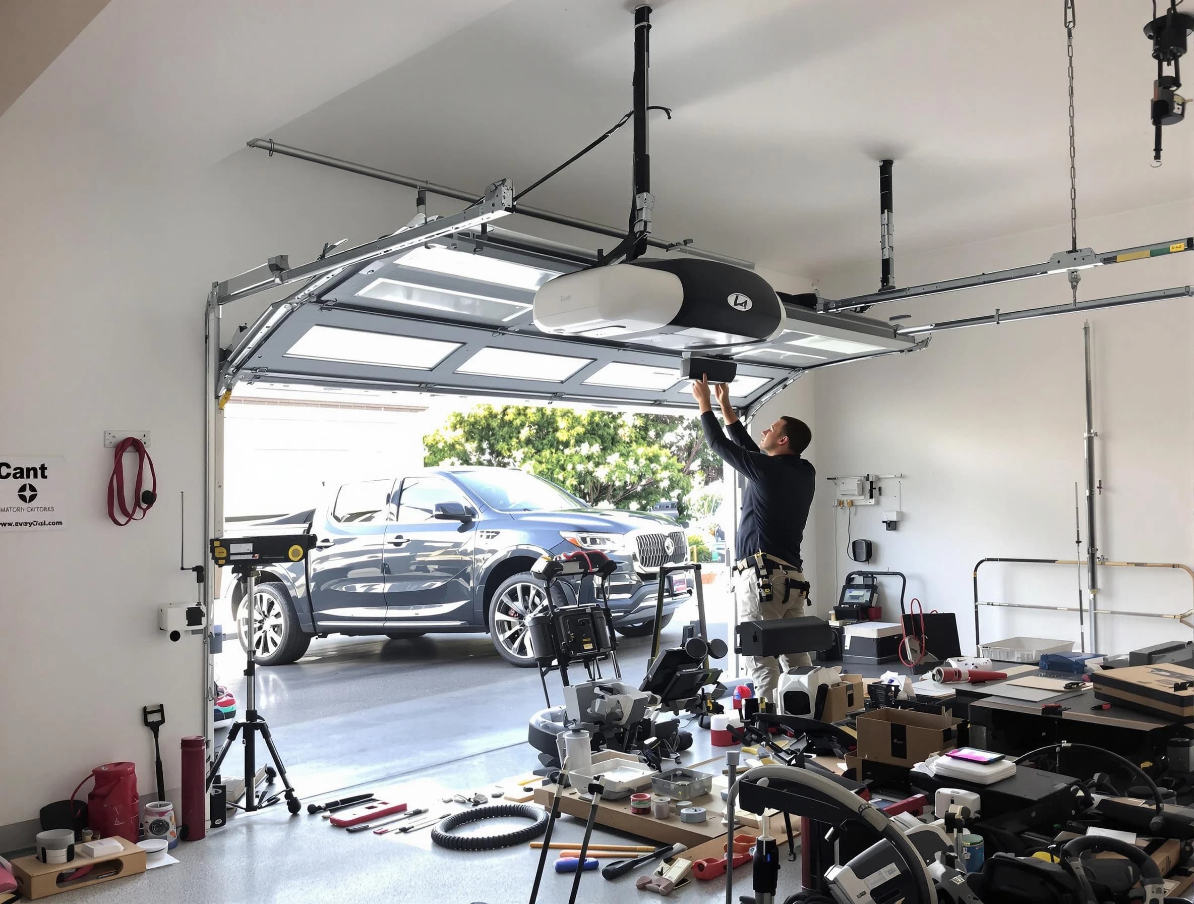 Oakmont Garage Door Repair specialist installing smart garage door opener system in Oakmont home