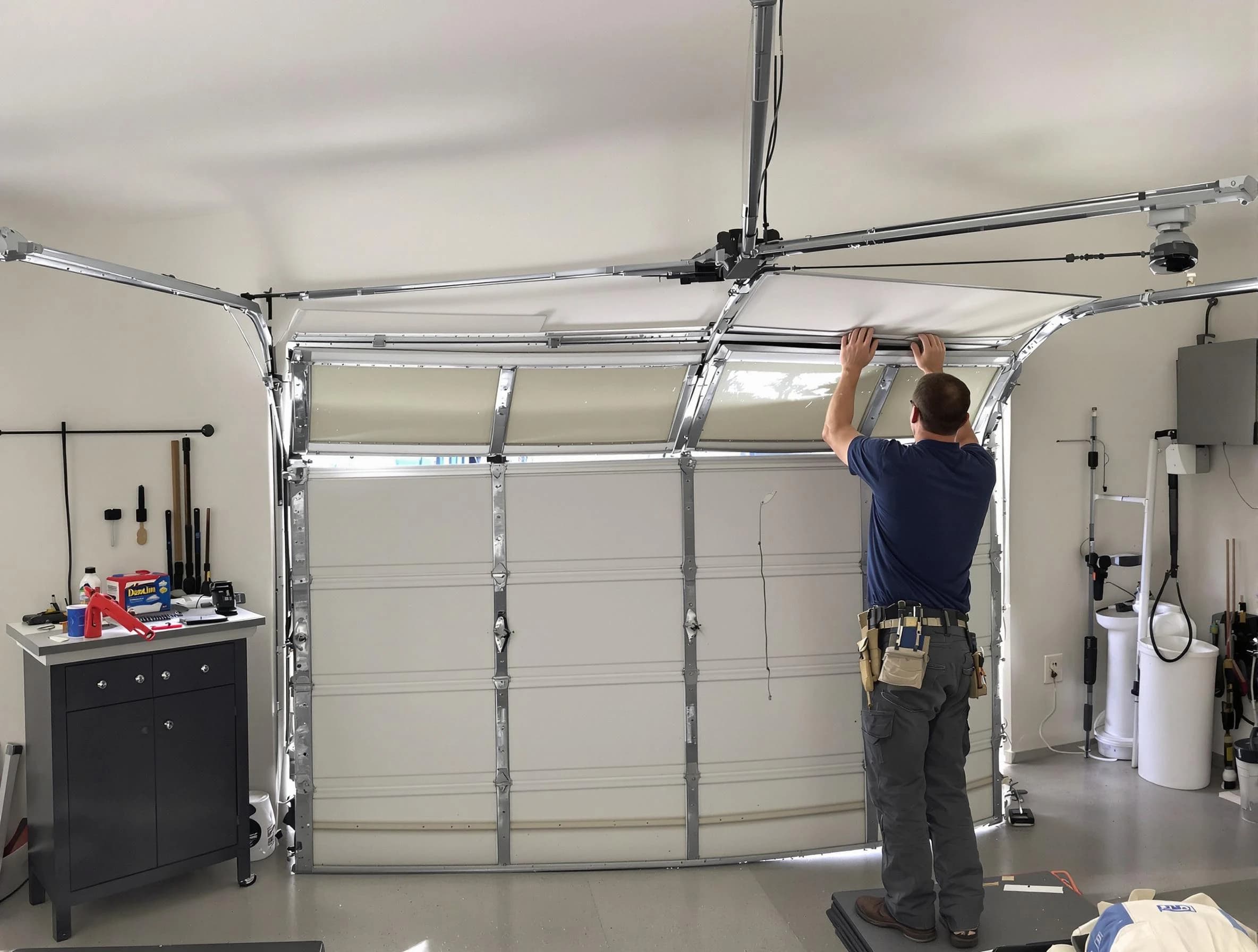 Oakmont Garage Door Repair specialist performing precise section replacement on Oakmont garage door