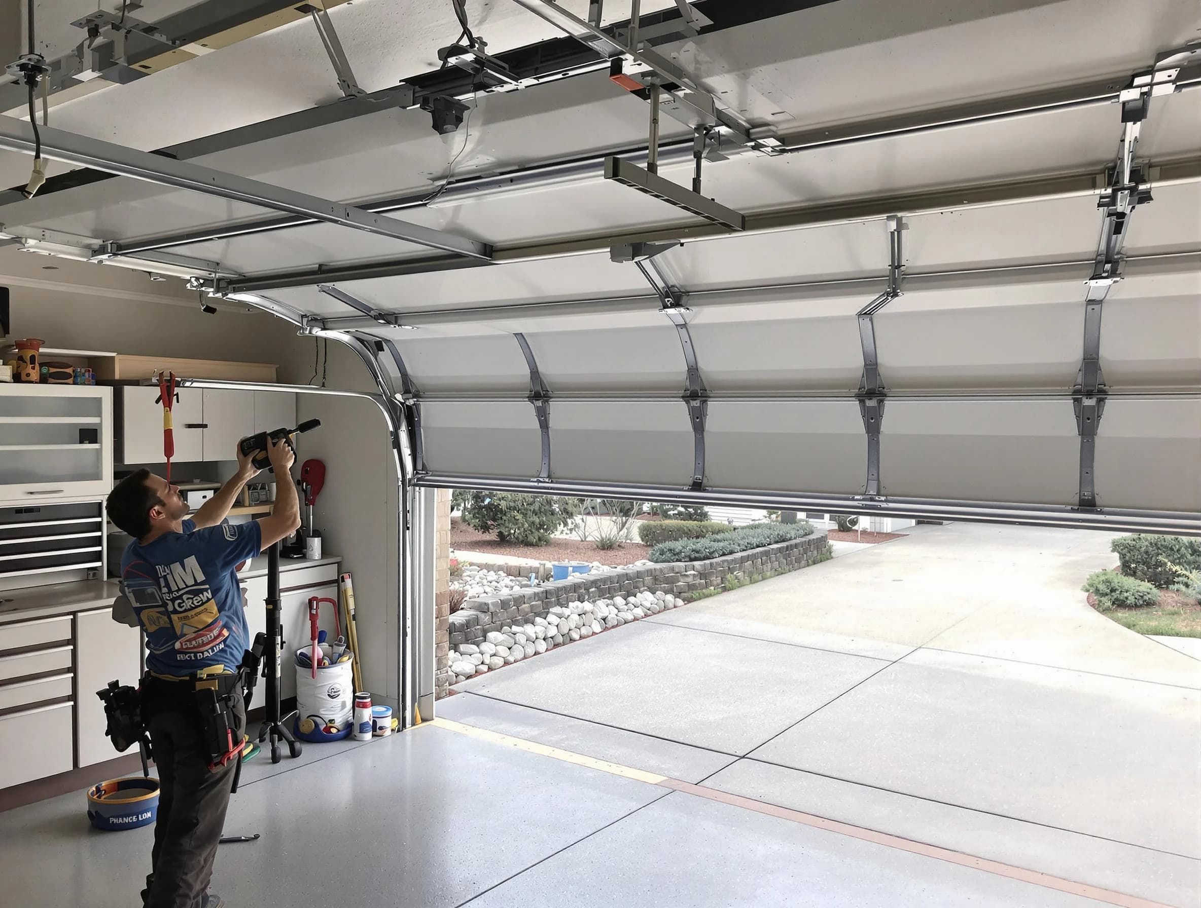 Garage door track repair service by Oakmont Garage Door Repair in Oakmont