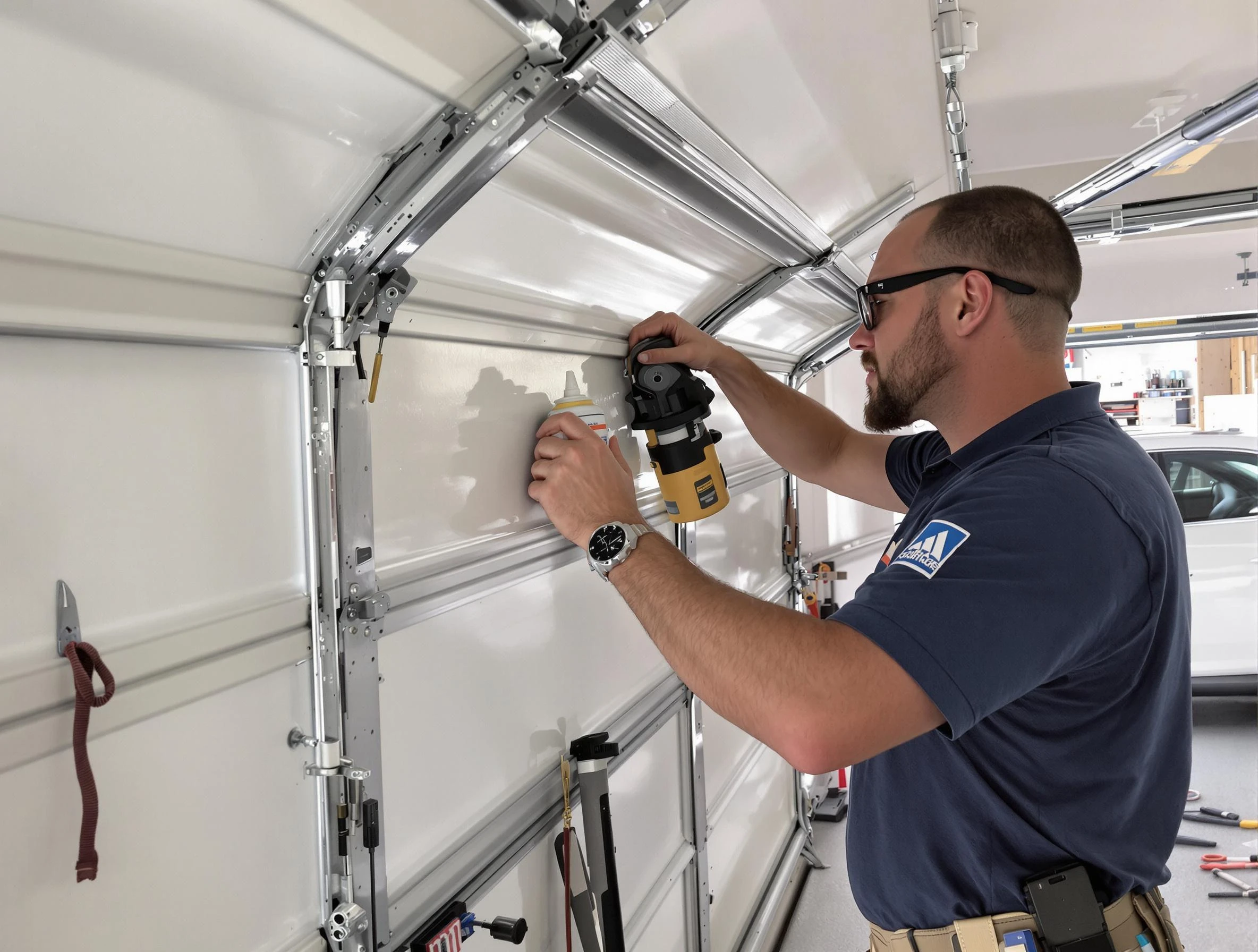 Oakmont Garage Door Repair technician performing comprehensive noise reduction service in Oakmont